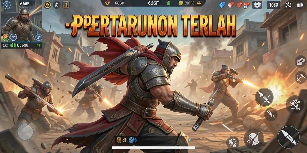 Screenshot gameplay 666F menampilkan pertempuran intens Battle Royale.