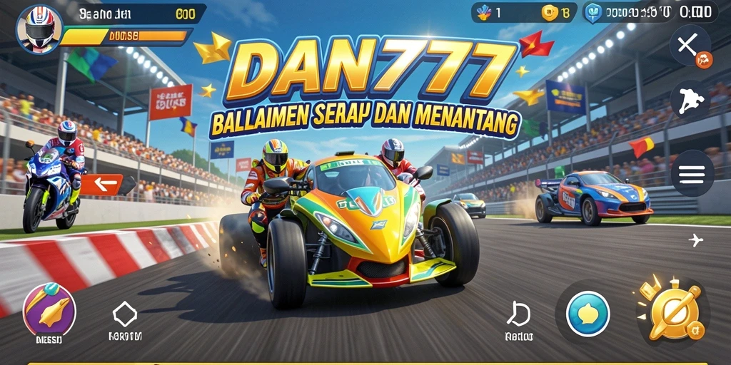 Tampilan gameplay balap seru di DAN777 dengan mobil cepat.
