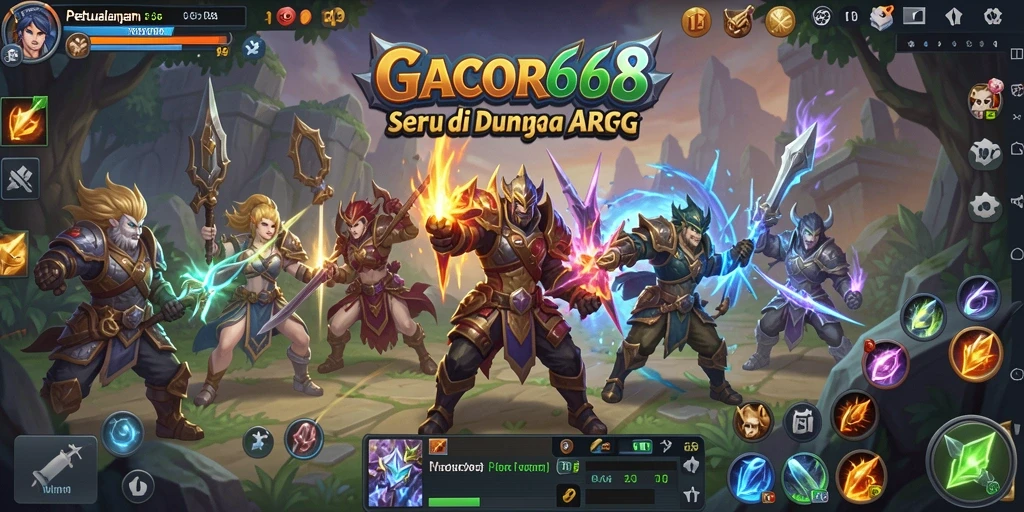 Screenshot GACOR668 menampilkan pertarungan epik di dunia fantasi.