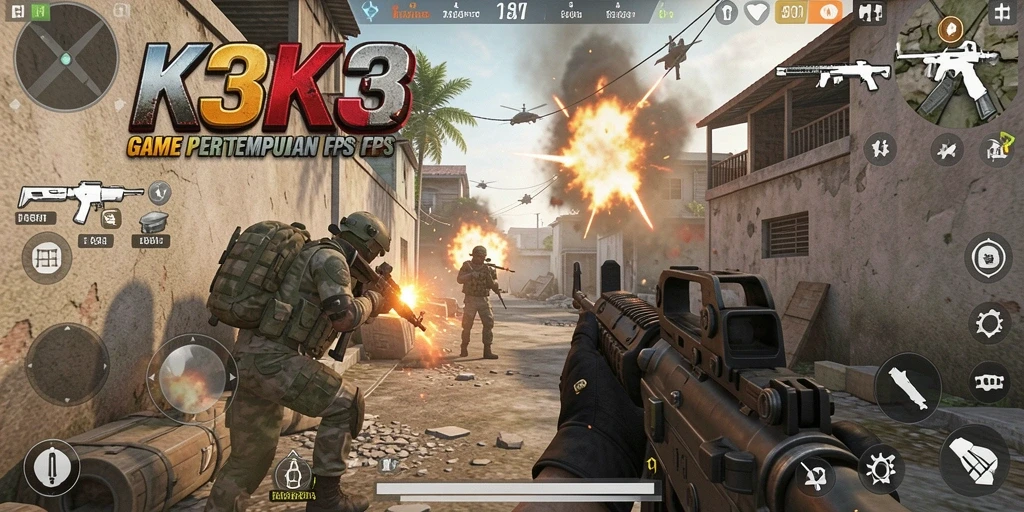 Tangkapan layar aksi mendebarkan dalam gameplay K3K3 FPS.