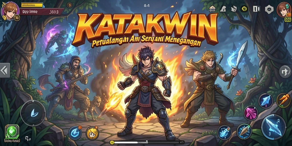 Screenshot KATAKWIN menampilkan karakter Anime yang dinamis dalam pertempuran.