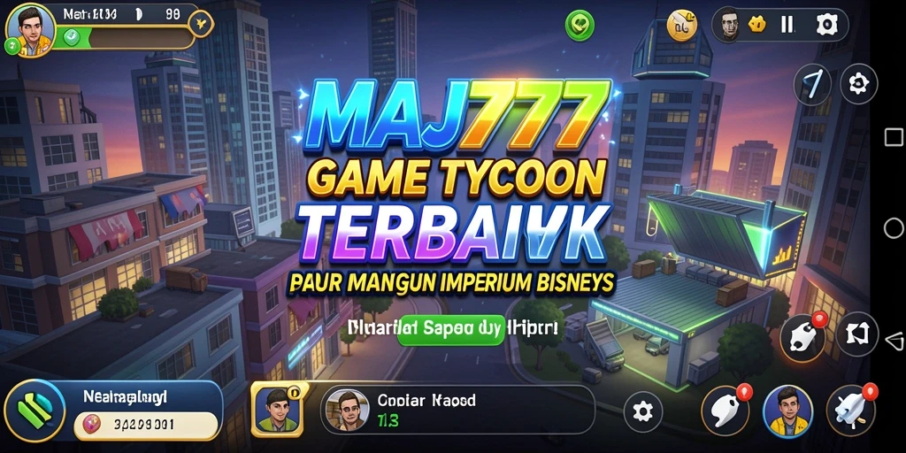 Tampilan gameplay <strong>MAJ777</strong> yang menampilkan suasana bisnis yang dinamis.