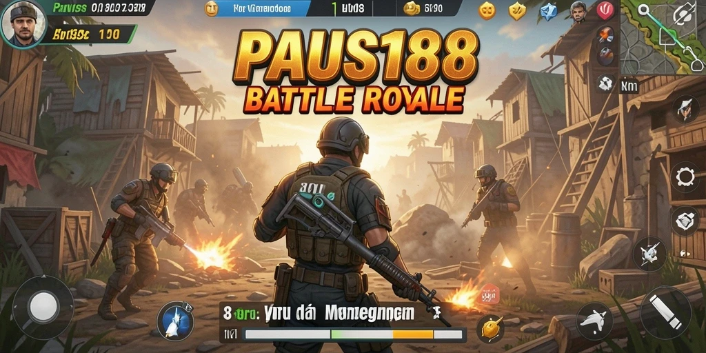 Tampilan permainan seru dalam PAUS188 dengan pertarungan intens di Battle Royale.