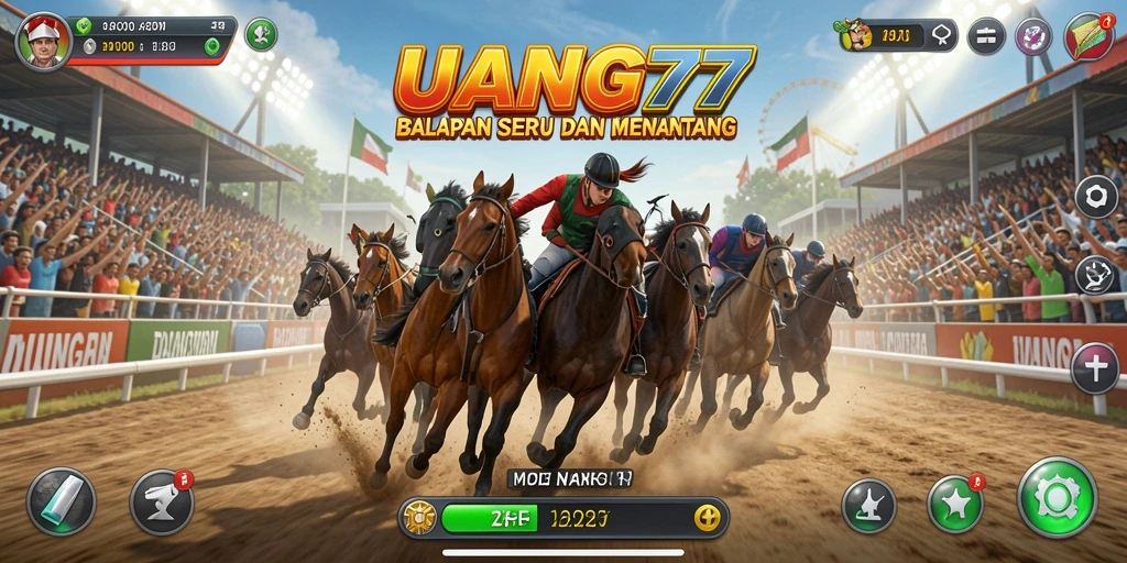 Tampilan action balapan yang mendebarkan di UANG77.
